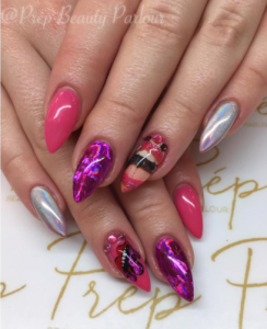 Sculptured Gel Extensions Hologram Art Vancouver | Prép Beauty Parlour